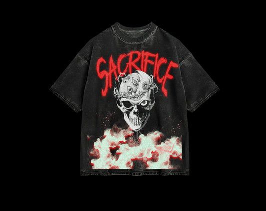 "Berserk Sacrifice": Guts' Curse Acid-Wash Oversized T-Shirt