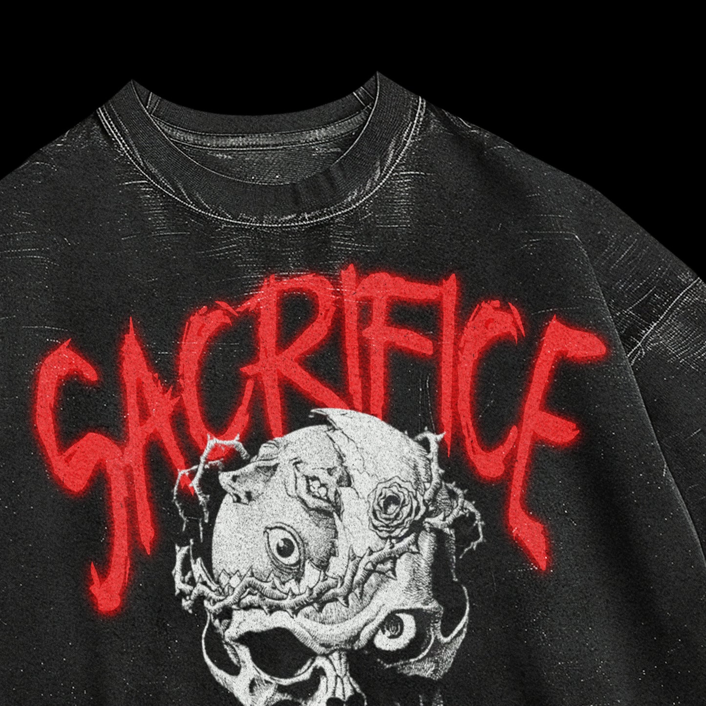 "Berserk Sacrifice": Guts' Curse Acid-Wash Oversized T-Shirt